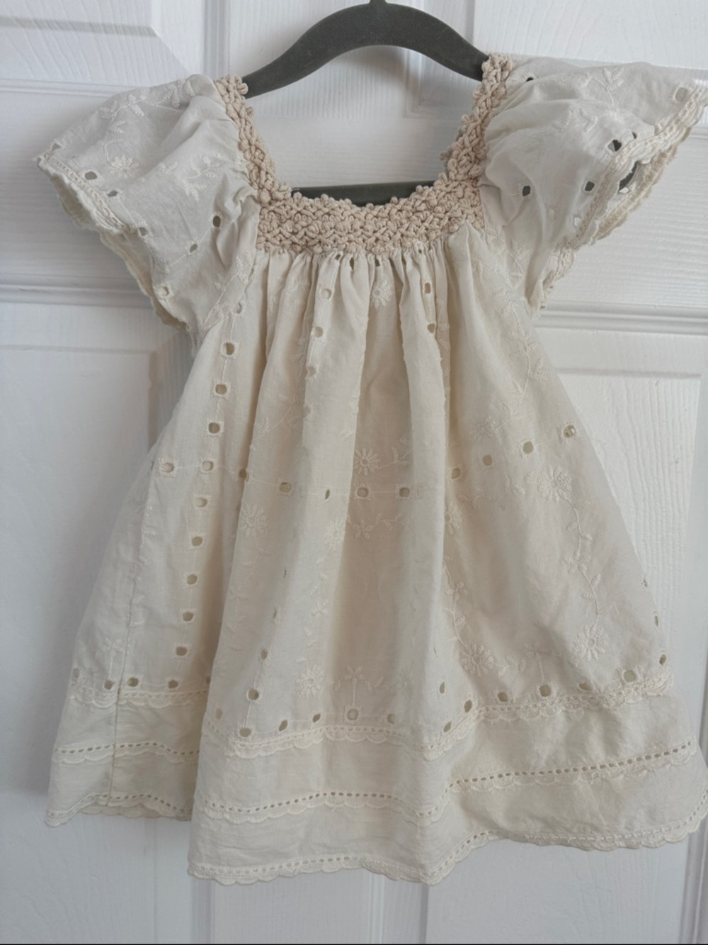 Zara Cream Embroidered Toddler Dress